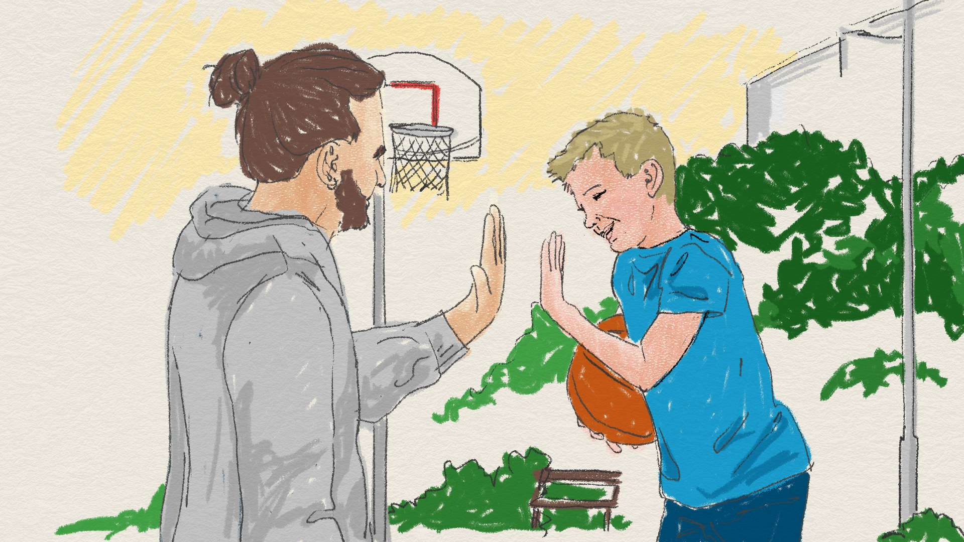 Illustrationer som Gullers tillverkat för Regionhälsans räkning som används på sidan Barns psykiska hälsa på Vårdsamverkan.se