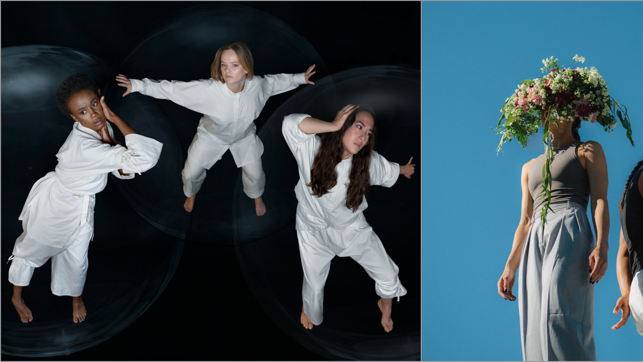 Bild tv från Elnaz Paiamanis verk Sanningen, jag svär! foto Azi Nouiem &amp; Joseph Amegatcher. Bild th från ALIA av Mia Hellberg och Marco Wihlborg, foto Faramarz Gosheh.